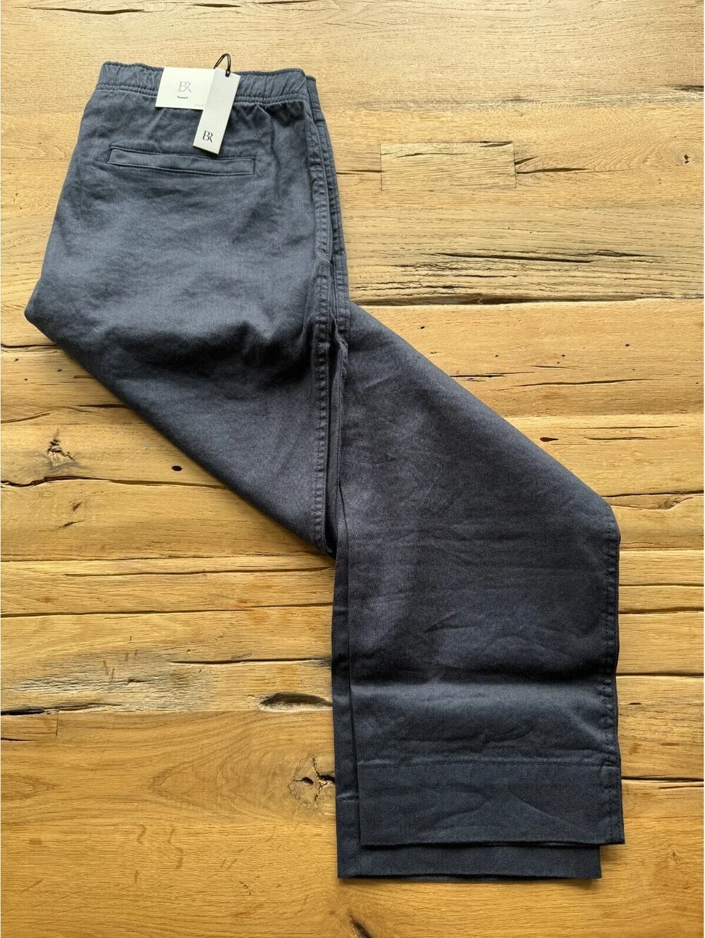 Banana Republic Men's Linen Cotton Traveler Pull on pants Dark Navy Blue 35 x 30